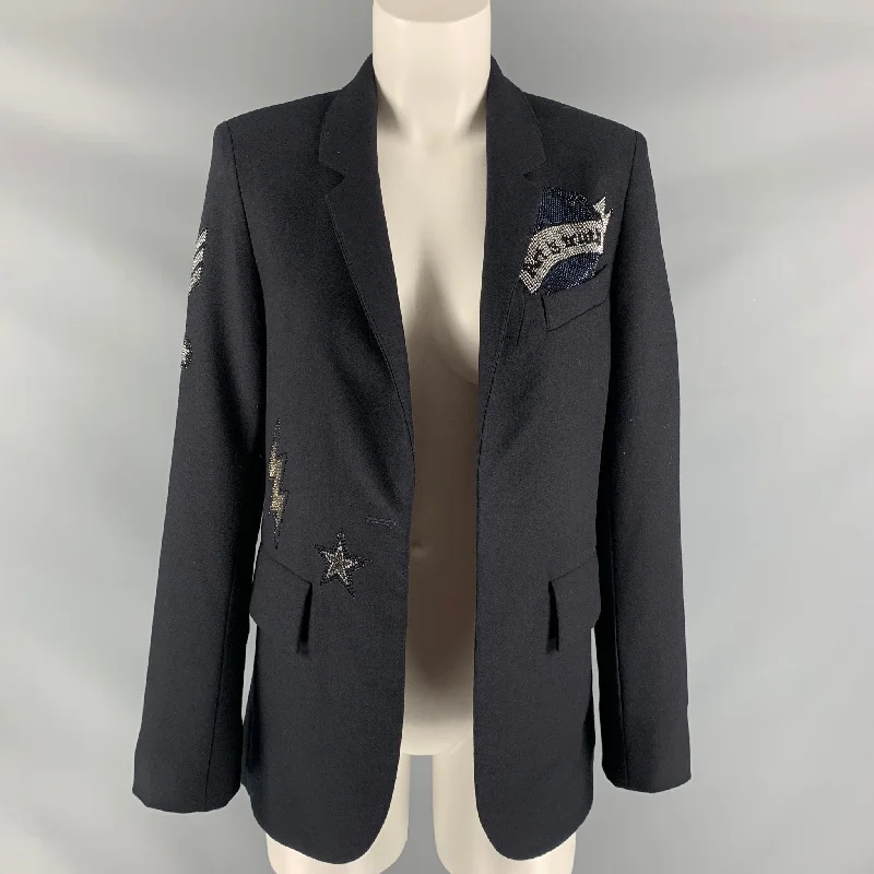 ZADIG & VOLTAIRE Size 4 Black Polyester Blend Jacket (Indoor) / Blazer Zippered Jacket Buttoned Jacket Snapped Jacket ZADIG & VOLTAIRE Size 4 Black Polyester Blend Jacket (Indoor) / Blazer Zippered Jacket Buttoned Jacket Snapped Jacket