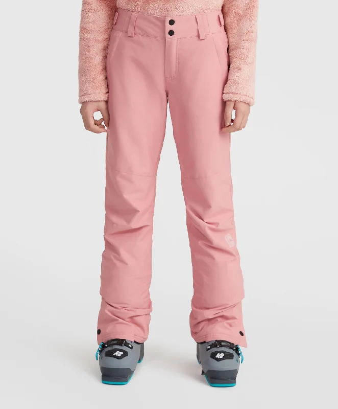 Girl's Star Regular Snow Pants - Genuine Pink Soft Stretch Pants