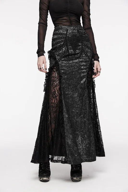 Vampire Goth Side Slit Skirt asymmetrical skirt cut