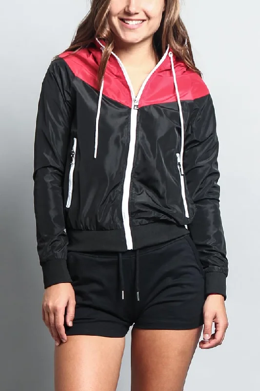 Women's Color Block Hooded Windbreaker Jacket Elasticated Jacket Padded Jacket Insulated Jacket Women's Color Block Hooded Windbreaker Jacket Elasticated Jacket Padded Jacket Insulated Jacket