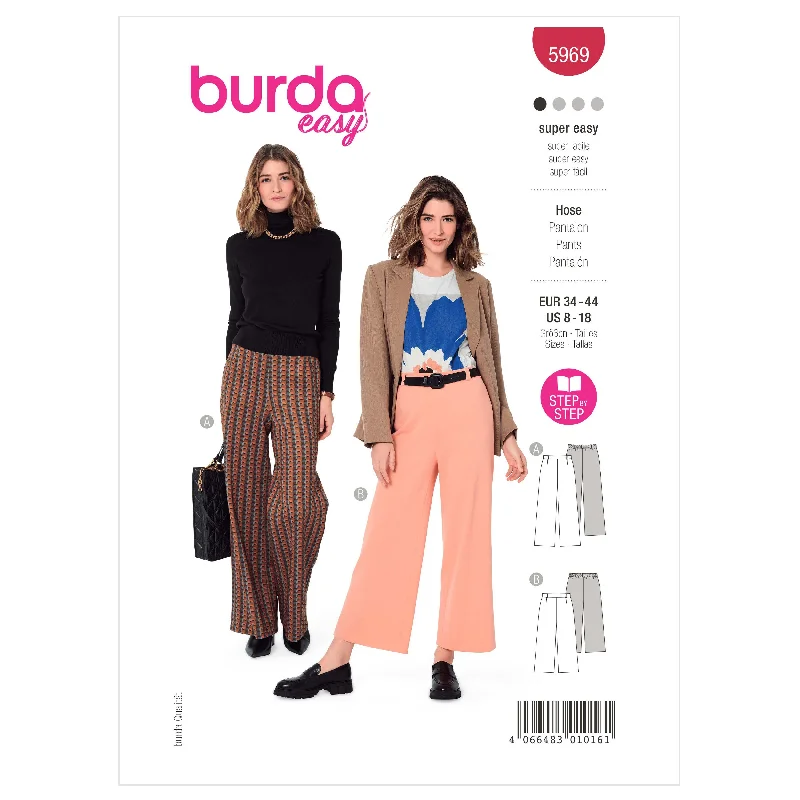 Burda Pattern 5969 Misses' Skirt/Pants Formal Linen Trousers