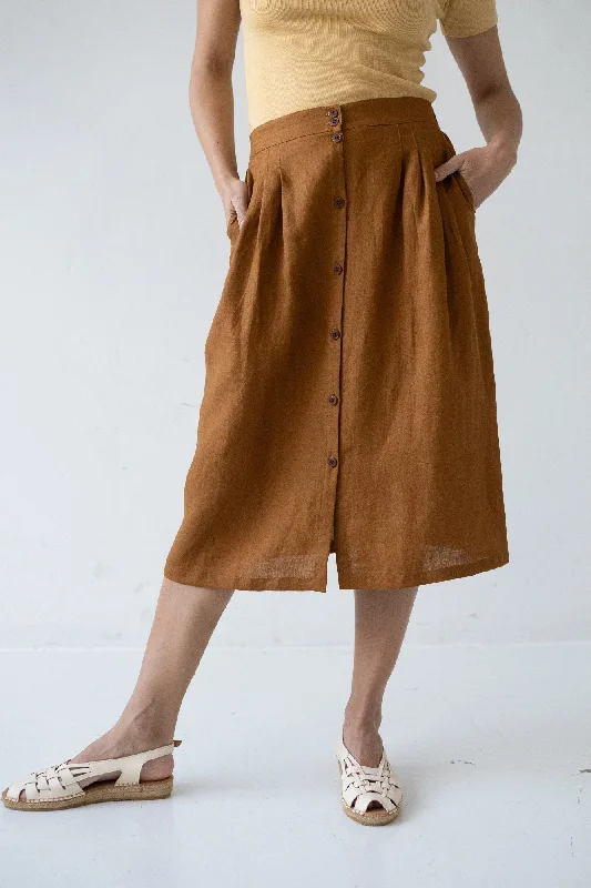 Bernadette Terracotta Linen Skirt breathable skirt fabric