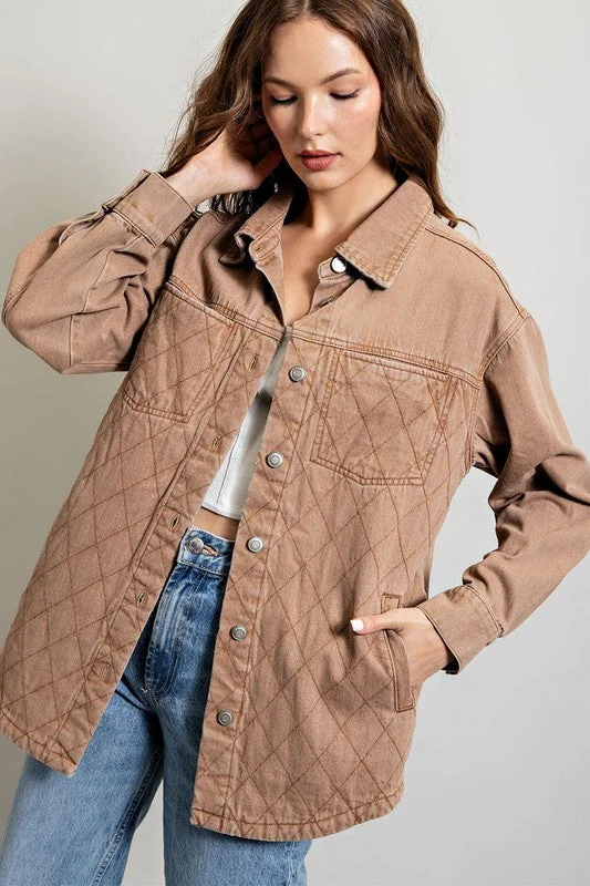 Tia Quilted Button Down Jacket Tiered Jacket Buttoned Jacket Zippered Jacket