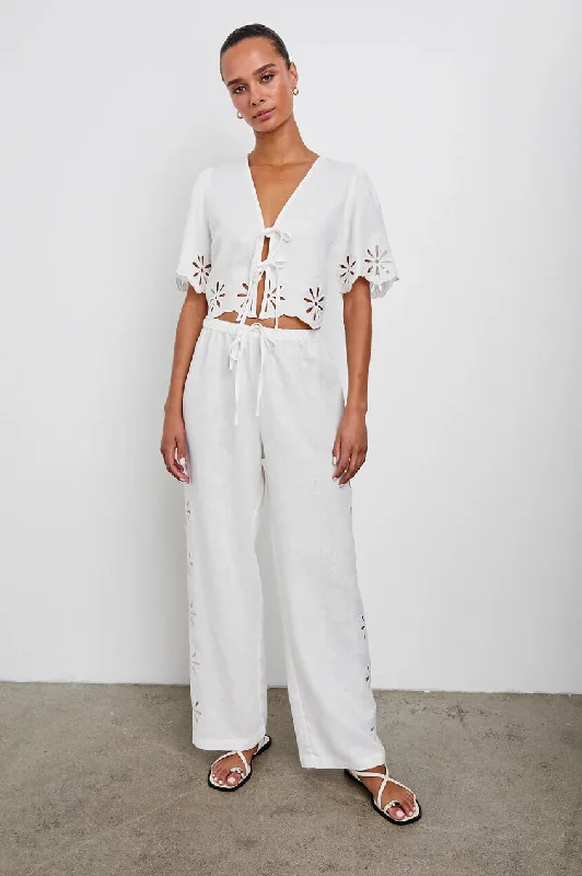 Rails - Emmie Pant in white Eyelet Comfy Cargo Trousers