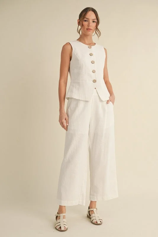 Linen Stretch-band Waist Pants Comfortable Denim Pants