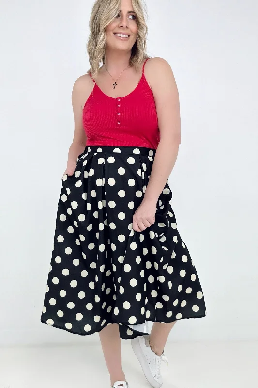 Jade By Jane Polka Dot Pleated Midi Skirt - Ships from The US floral skirt print