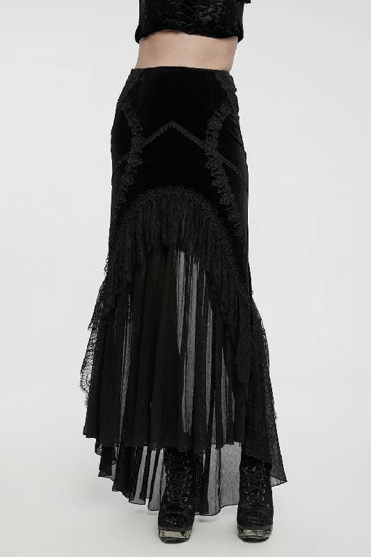 Gothic Geisha Velvet Skirt zip skirt side