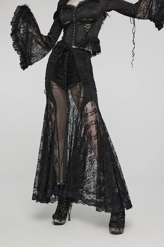 Sheer Specter Mesh Maxi Skirt lace skirt elegant