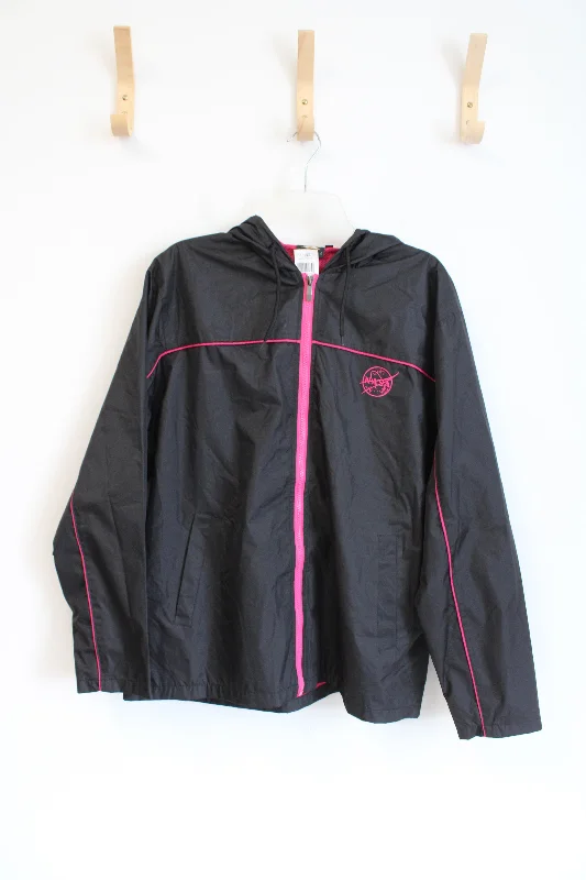 NEW Prairie Mountain Kennedy Space Center Black & Pink NASA Windbreaker Jacket | XL Herringbone Jacket Checkered Jacket Solid Jacket NEW Prairie Mountain Kennedy Space Center Black & Pink NASA Windbreaker Jacket | XL Herringbone Jacket Checkered Jacket Solid Jacket