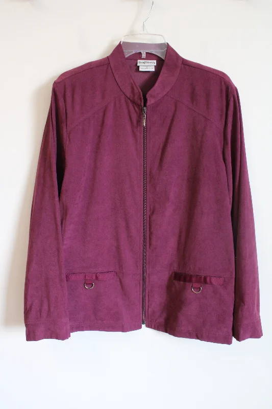 Bonworth Dark Pink Sueded Jacket | M Zippered Jacket Buttoned Jacket Snapped Jacket