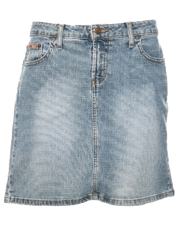 Stone Wash Denim A-line Skirt - L linen skirt natural