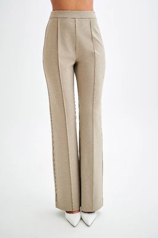 Antonia Pleated Wide Leg Pants - Mushroom Casual Drawstring Pants