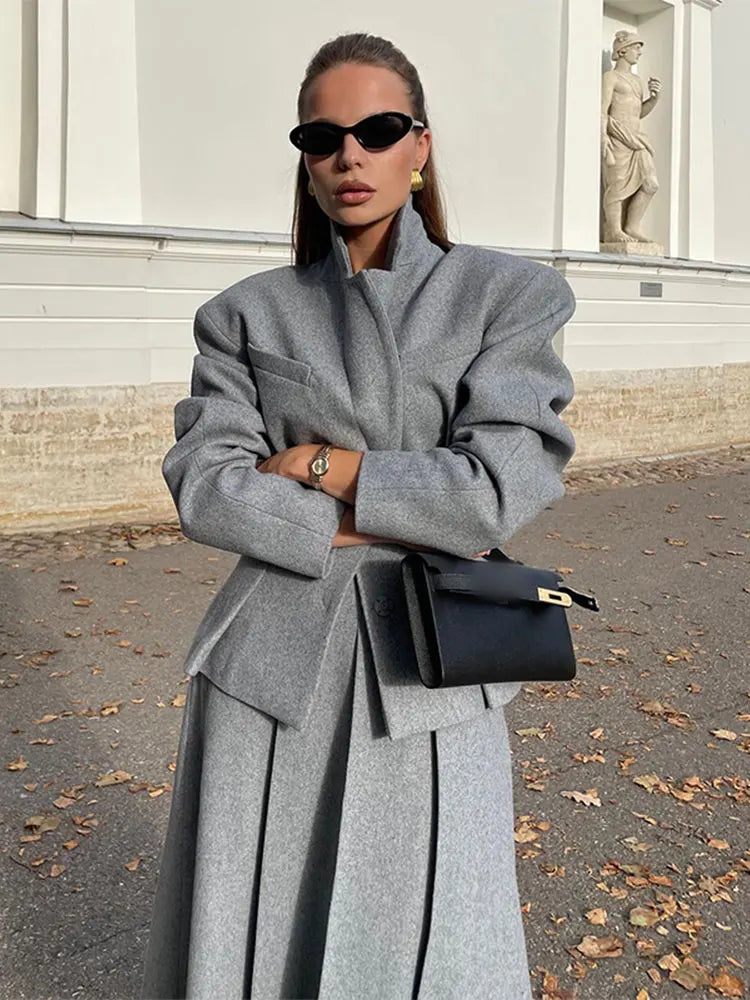 Alessina - Elegant blazer jacket and skirt set Belted Jacket Elasticated Jacket Padded Jacket Alessina - Elegant blazer jacket and skirt set Belted Jacket Elasticated Jacket Padded Jacket