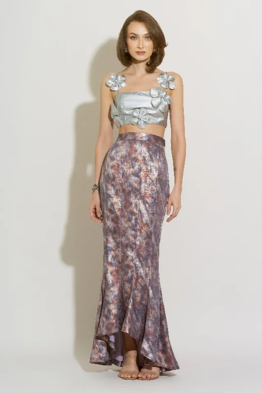 CELESTE Flower Top and VIOLA Ruffle Skirt Co-ord pencil skirt chic