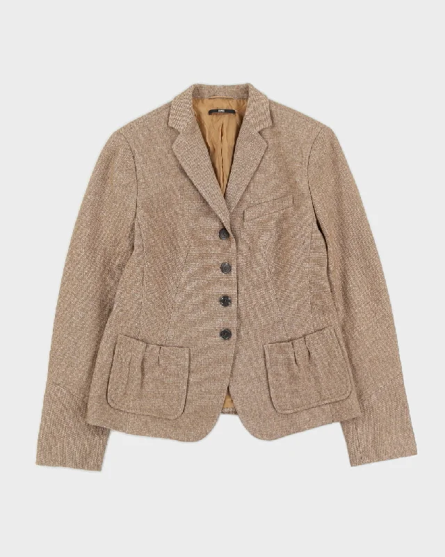 Hugo Boss Brown Tweed Blazer Jacket - S Satin Jacket Silk Jacket Chiffon Jacket