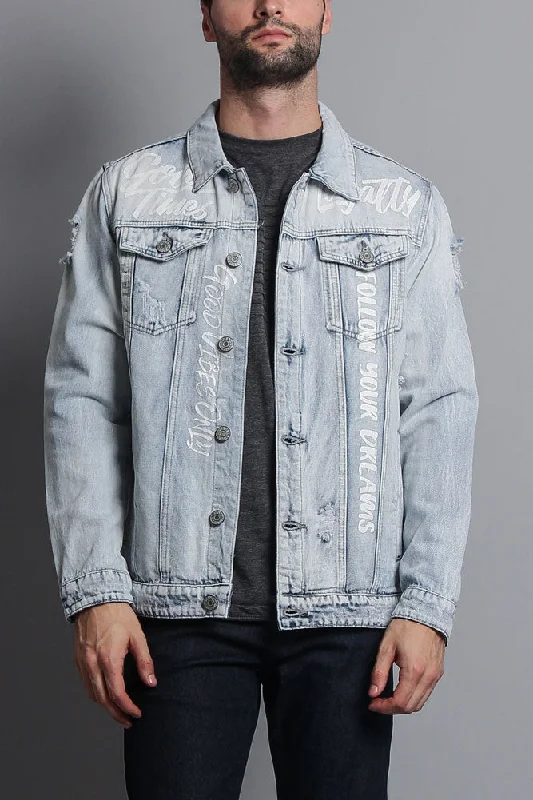 Scribbled Denim Jacket Chenille Jacket Brocade Jacket Lace Jacket