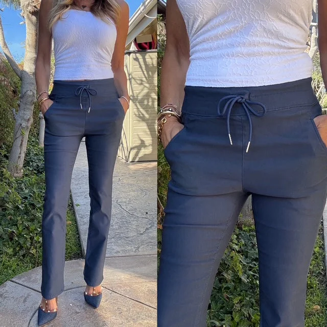 Bevy Flog - Loren Pant in Blue Herringbone Comfortable Cargo Pants