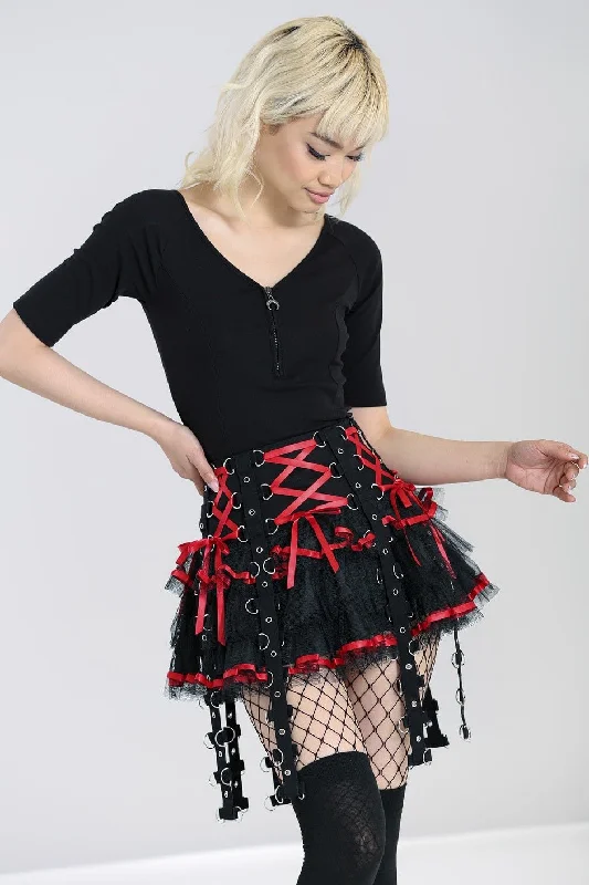 Chai Mini Skirt [BLACK/RED] leather skirt bold