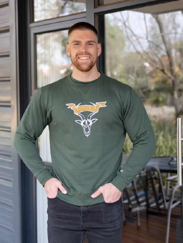 WORLD CHAMPS SWEATER - GREEN - UNISEX Denim Fabric Leather Fabric Suede Fabric