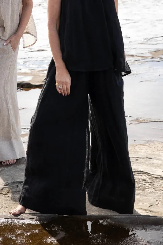 Gauze Linen Pants | Black Stylish Slim Trousers