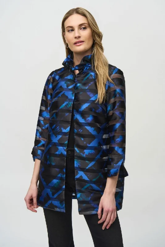Joseph Ribkoff Black/Multi Plaid Shirred Collar Jacket 244198 Stand-Up Collar Roll-Neck Collar Turtle Neck Joseph Ribkoff Black/Multi Plaid Shirred Collar Jacket 244198 Stand-Up Collar Roll-Neck Collar Turtle Neck