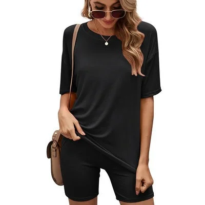 Haute Edition Lightweight Matching Biker Short and T-Shirt Set with Plus-- Plaid T-Shirt Polka Dot Checkered Haute Edition Lightweight Matching Biker Short and T-Shirt Set with Plus-- Plaid T-Shirt Polka Dot Checkered