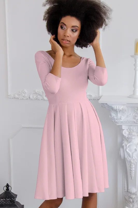 Baby Pink Blush Skater 3/4 Sleeve Easter Cocktail Party Dress - Women Tunics Practical easy-care Baby Pink Blush Skater 3/4 Sleeve Easter Cocktail Party Dress - Women Tunics Practical easy-care