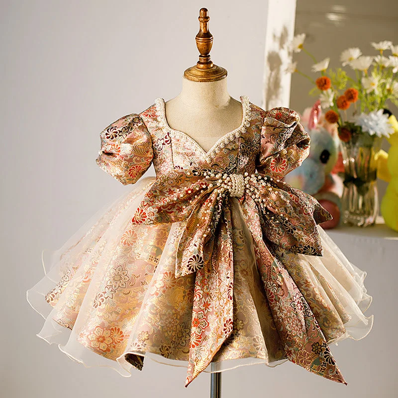 Girl Pageant Dresses Baby Girl Vintage Lolita Bow Puffy Formal Princess Dress Tunics Practical durable Girl Pageant Dresses Baby Girl Vintage Lolita Bow Puffy Formal Princess Dress Tunics Practical durable