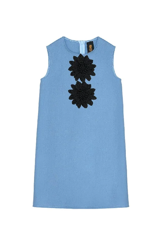 Sky Blue Cute A-line Shift Trapeze Sleeveless Party Dress - Girls Off-the-shoulder Bohemian Festive Sky Blue Cute A-line Shift Trapeze Sleeveless Party Dress - Girls Off-the-shoulder Bohemian Festive