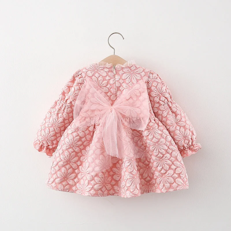 Baby Girl Cute Autumn Long Sleeve Bow Daily Princess Dress Tunics Essential wardrobe Baby Girl Cute Autumn Long Sleeve Bow Daily Princess Dress Tunics Essential wardrobe