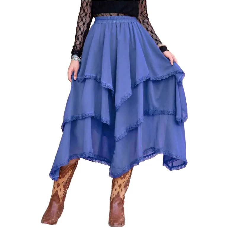 Tasha Tiered Midi Skirt denim skirt trendy